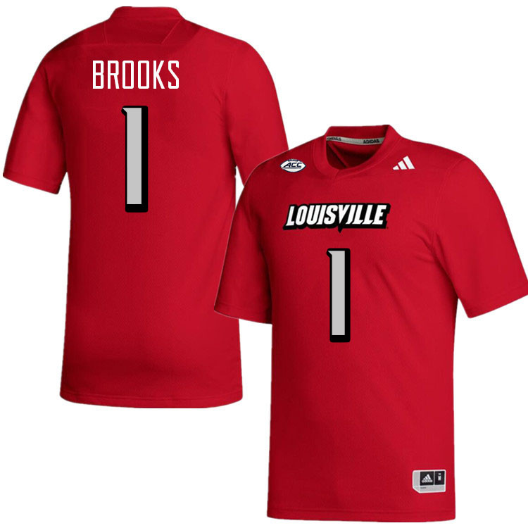 Men #1 Ja'Corey Brooks Louisville Cardinals College Football Jerseys Stitched-Red